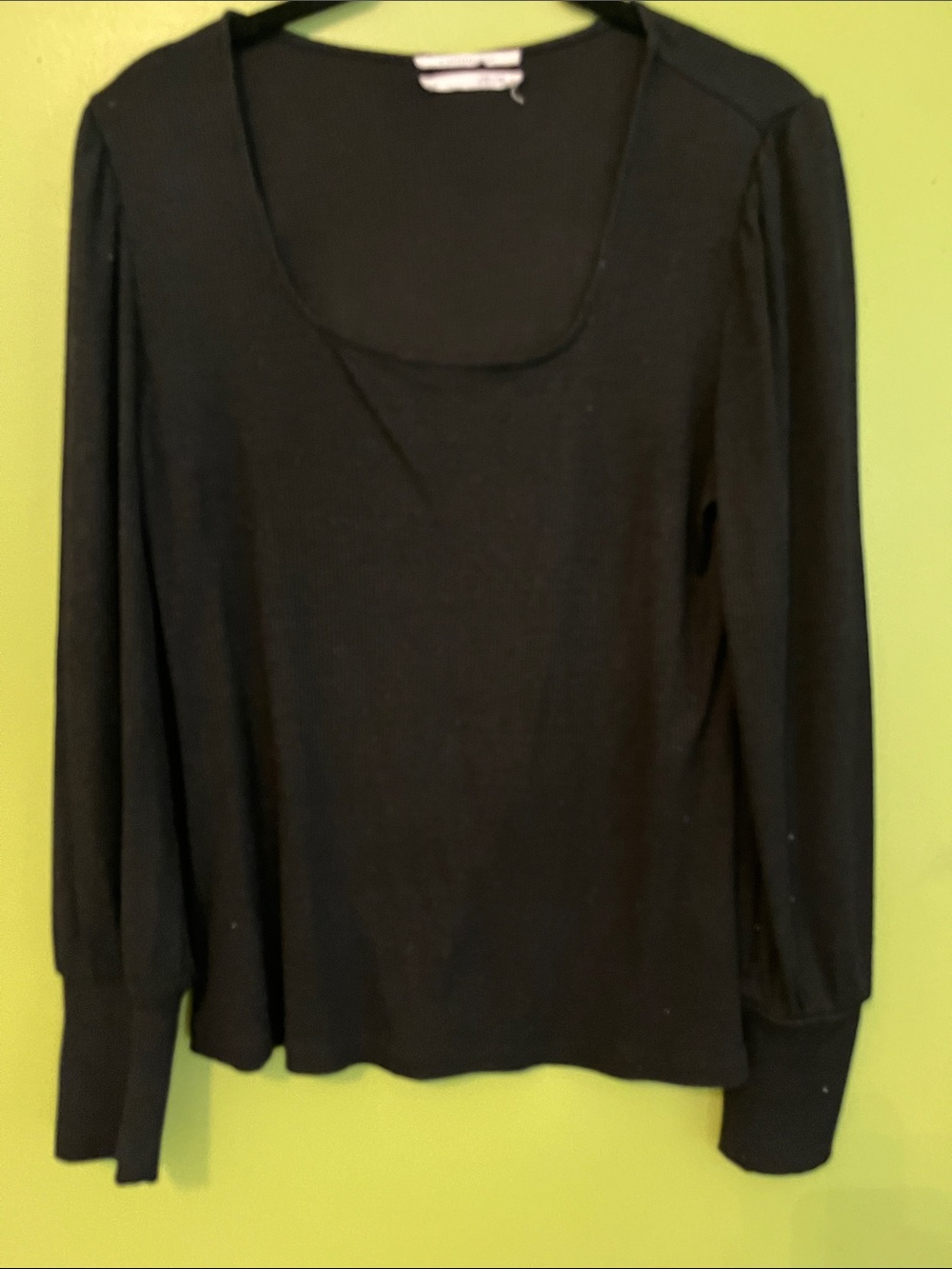 Anthropologie Square Neck Ribbed Puff Sleeve Top